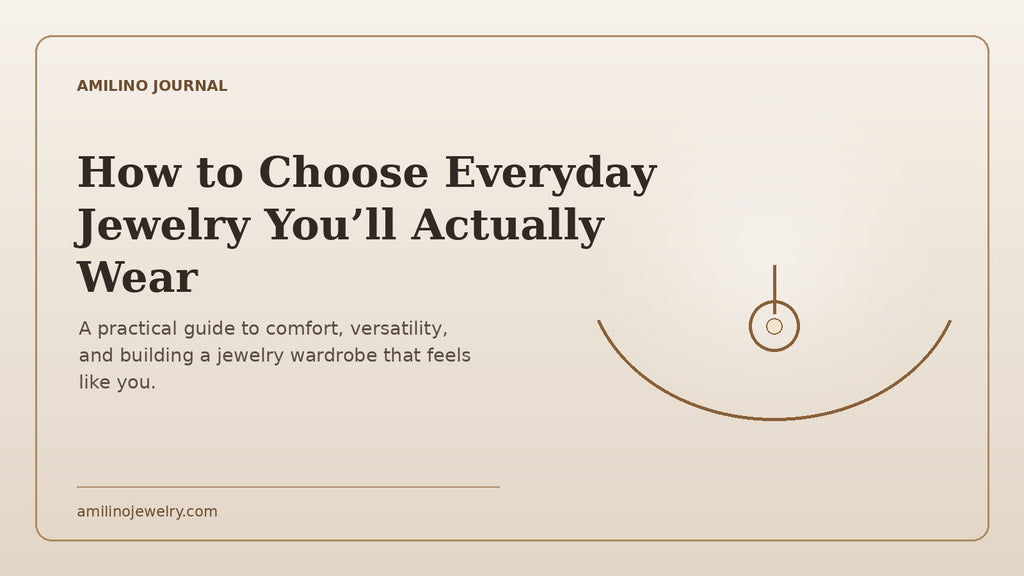 Everyday jewelry guide cover with minimalist necklace illustration