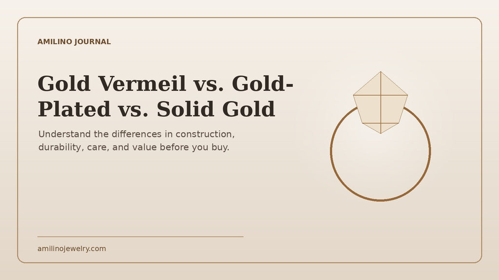 Gold vermeil gold-plated and solid gold comparison cover with ring illustration