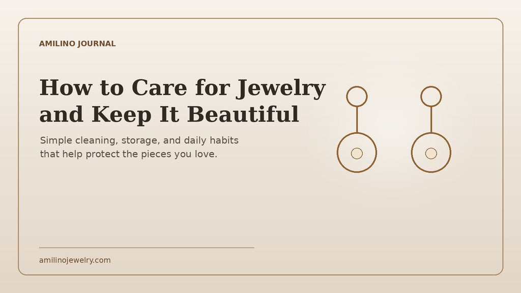 Jewelry care guide cover with minimalist earrings illustration