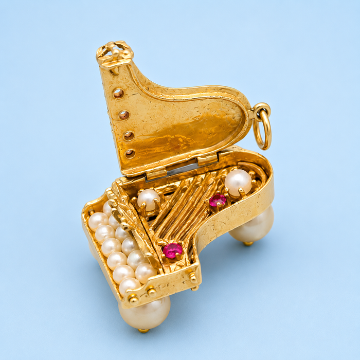 Vintage 14K Gold Grand Piano Charm Pendant