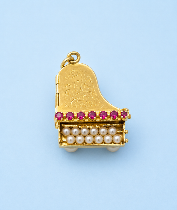 Vintage 14K Gold Grand Piano Charm Pendant