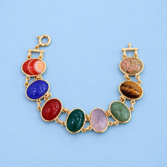 Multi-Gemstone Scarab Bracelet